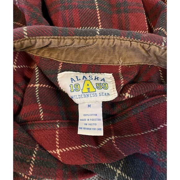 Alaska 1959 Wilderness Gear Mens Red Plaid Flannel Size Medium Long Sleeves - Picture 9 of 12